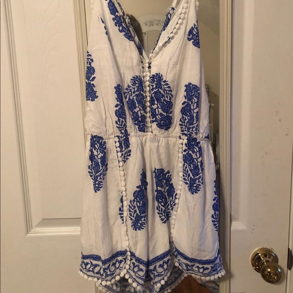 Blue and White boutique romper